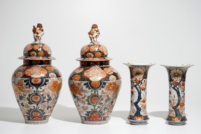 A four-piece Japanese Imari garniture with floral design, 18th C.