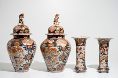 A four-piece Japanese Imari garniture with floral design, 18th C.