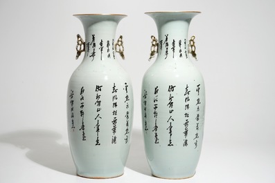 Une paire de grands vases en porcelaine de Chine famille rose, 19/20&egrave;me