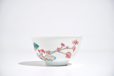 A Chinese famille rose cup and saucer, Yongzheng