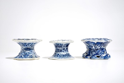 Three Chinese blue and white salts, Kangxi