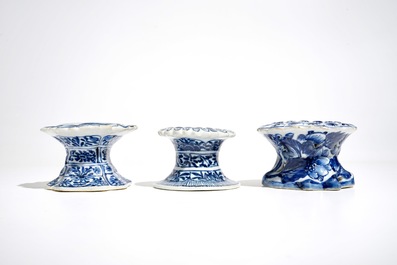 Three Chinese blue and white salts, Kangxi