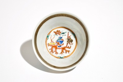 A Chinese famille rose cup and saucer, Yongzheng