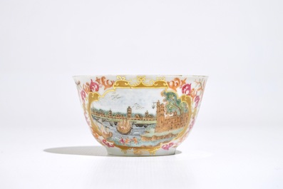 A Chinese famille rose "Peter the Great" cup and saucer, Qianlong