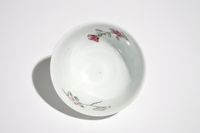 A Chinese famille rose cup and saucer, Yongzheng