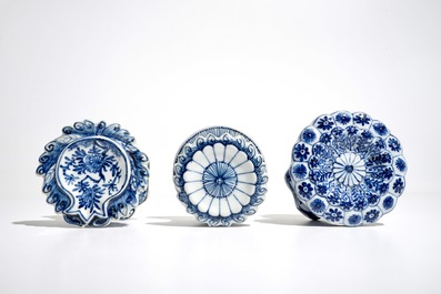 Three Chinese blue and white salts, Kangxi