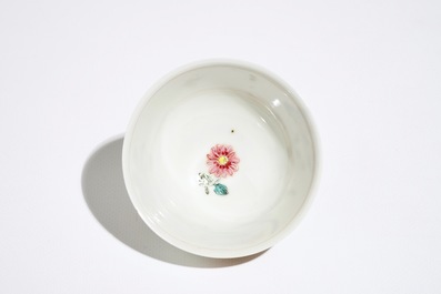 A Chinese famille rose cup and saucer, Yongzheng