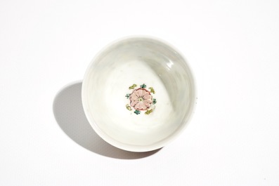 A Chinese famille rose cup and saucer, Yongzheng/Qianlong