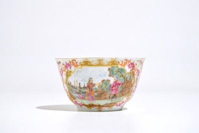 A Chinese famille rose "Peter the Great" cup and saucer, Qianlong