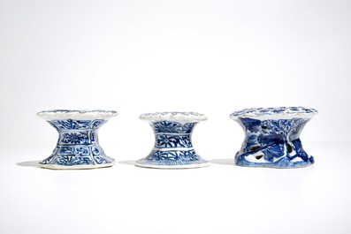 Three Chinese blue and white salts, Kangxi