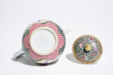 A fine Chinese famille rose teapot and cover, Yongzheng