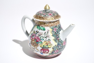 A fine Chinese famille rose teapot and cover, Yongzheng