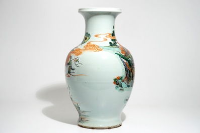 A large Chinese famille verte "Immortals" vase, 19th C.