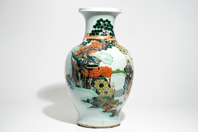 A large Chinese famille verte "Immortals" vase, 19th C.