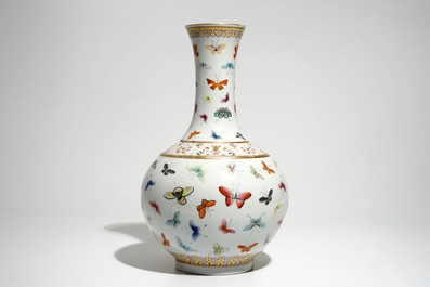 A Chinese famille rose butterfly vase, Guangxu mark, 20th C.