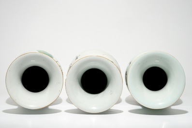 Five Chinese famille rose and qianjiang cai vases, early 20th C.