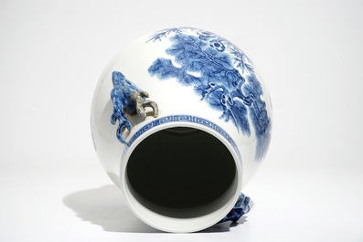 A Chinese blue and white &ldquo;Three Friends of Winter&rdquo; hu vase, Qianlong mark, 19/20th C.