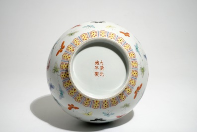 A Chinese famille rose butterfly vase, Guangxu mark, 20th C.