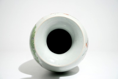 A Chinese famille rose warriors vase, 19th C.