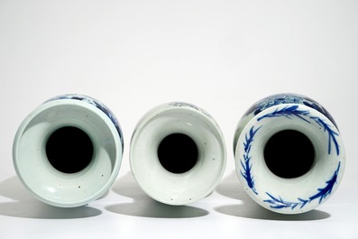 A pair of Chinese famille rose vases and four celadon-ground vases, 19/20th C.