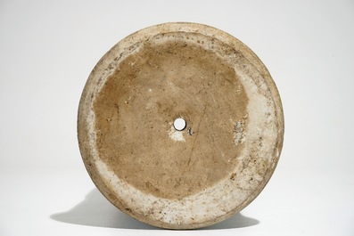 A Chinese blue and white bronze-mounted gu vase, Kangxi