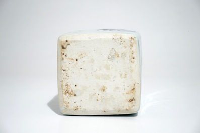 A Chinese blue and white square gin bottle, Transitional period