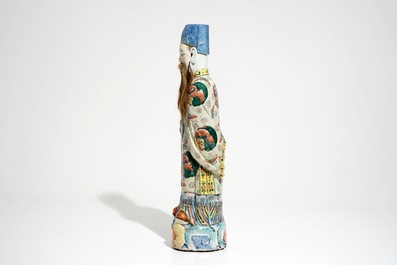 A tall Chinese famille rose figure of an immortal, 19th C.