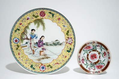 Trois pi&egrave;ces en porcelaine de Chine famille rose, R&eacute;publique, et une soucoupe &agrave; double parois, Yongzheng
