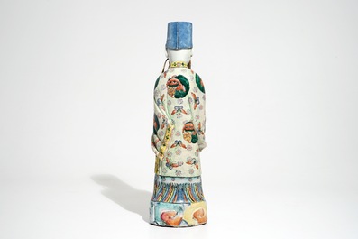 A tall Chinese famille rose figure of an immortal, 19th C.