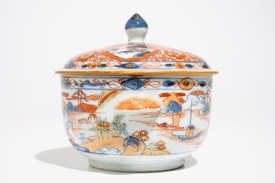 A Chinese Imari style tureen and cover, Kangxi