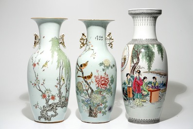 Vijf diverse Chinese famille rose vazen, 19/20e eeuw