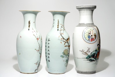 Vijf diverse Chinese famille rose vazen, 19/20e eeuw