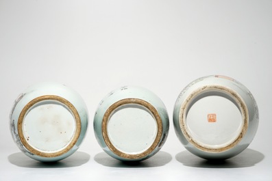 Vijf diverse Chinese famille rose vazen, 19/20e eeuw