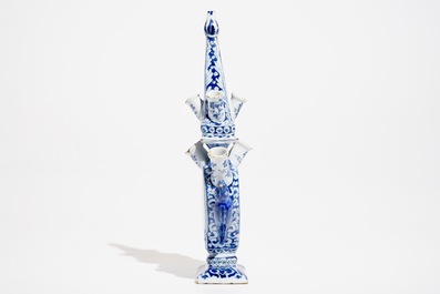 A Dutch Delft blue and white heart-shaped pyramidal tulip vase, 2nd half 17th C.