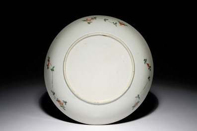 A Chinese famille verte doucai dish with mandarin ducks, Kangxi