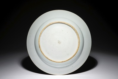 A Chinese famille rose charger and two plates with mandarin ducks, Qianlong
