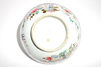A large Chinese famille rose bowl with antiquities design, Yongzheng