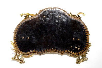 A Louis XV ormolu-mounted lacquer and turquoise Chinese porcelain inkstand, Kangxi and ca. 1740