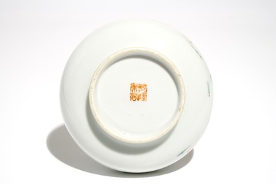A Chinese famille rose Hehe Er Xian brothers vase, Qianlong mark, 20th C.