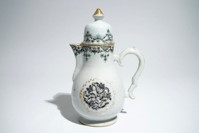 A Chinese grisaille covered jug with floral design, Qianlong