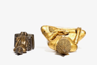Two Thai gilt bronze figures of Buddha, 19/20th C.