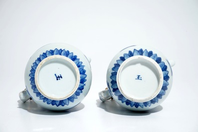 A pair of Chinese blue and white covered jugs with Long Eliza, Kangxi