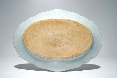 A Chinese famille rose Valentine dove pattern tureen and cover on stand, Qianlong