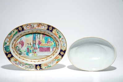 A Chinese Canton famille rose tureen and cover, 19th C.