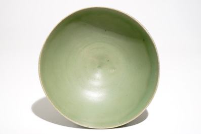 A Chinese Longquan celadon lotus bowl, Ming