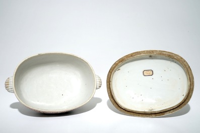 A Chinese famille rose Meissen style tureen and cover, Qianlong