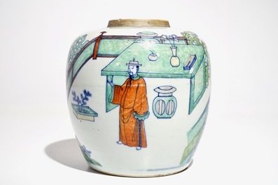 Een Chinese doucai gemberpot, Chenghua merk, Kangxi of later