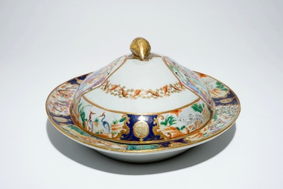 A Chinese Canton famille rose tureen and cover, 19th C.