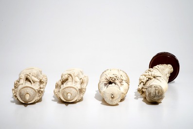 A Chinese ivory emperor's pair, a sage and a female immortal, 19/20th C.