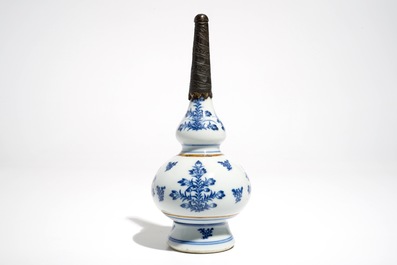 A Chinese blue and white silver-mounted water sprinkler for the Islamic market, Kangxi